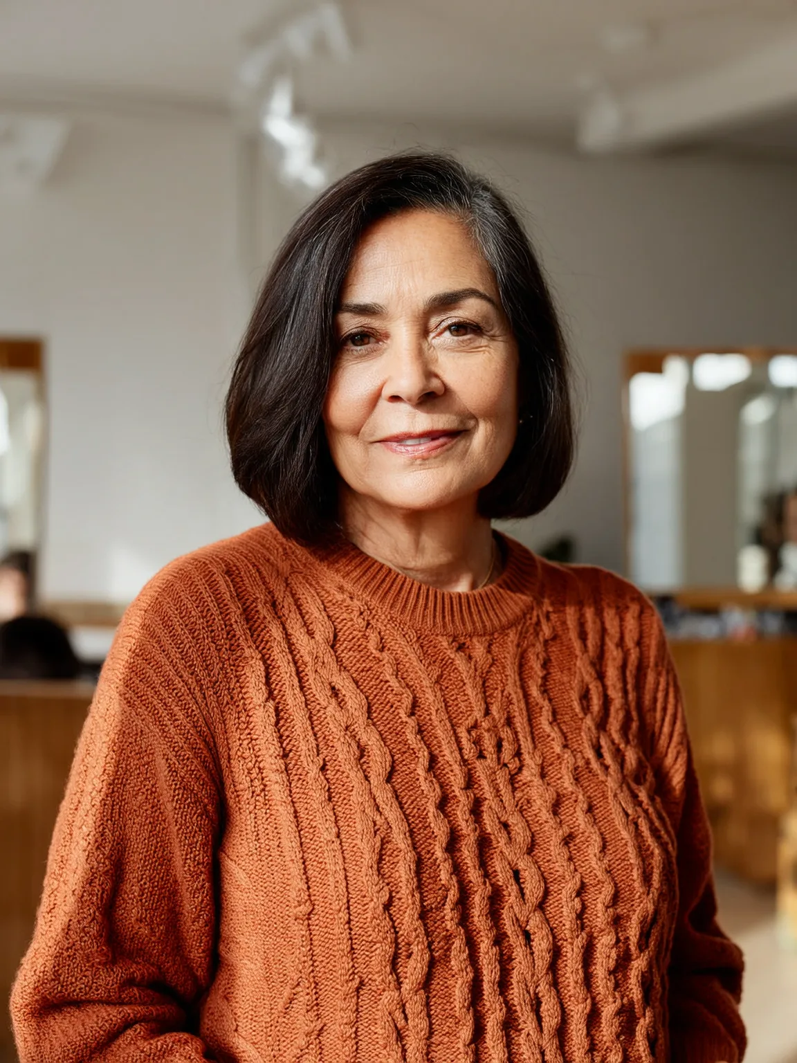 Ash Brown Chin-Length Straight Bob Without Bangs