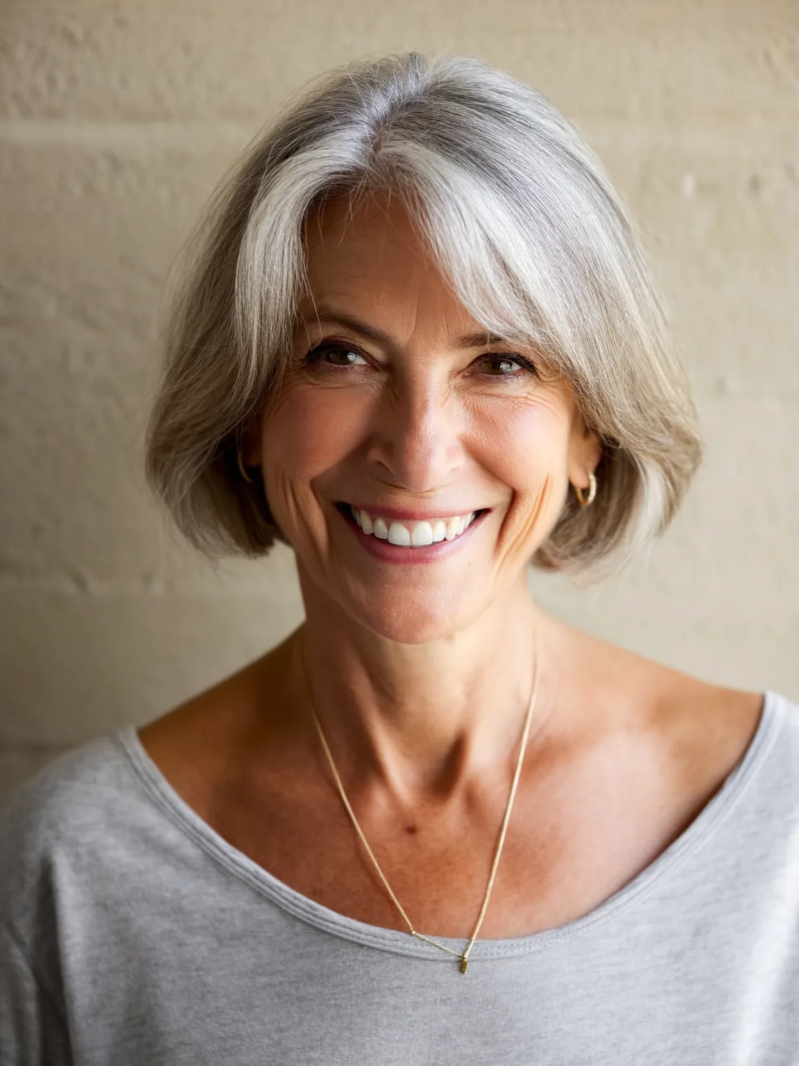 Silver Frost Bob with Side-Swept Bangs
