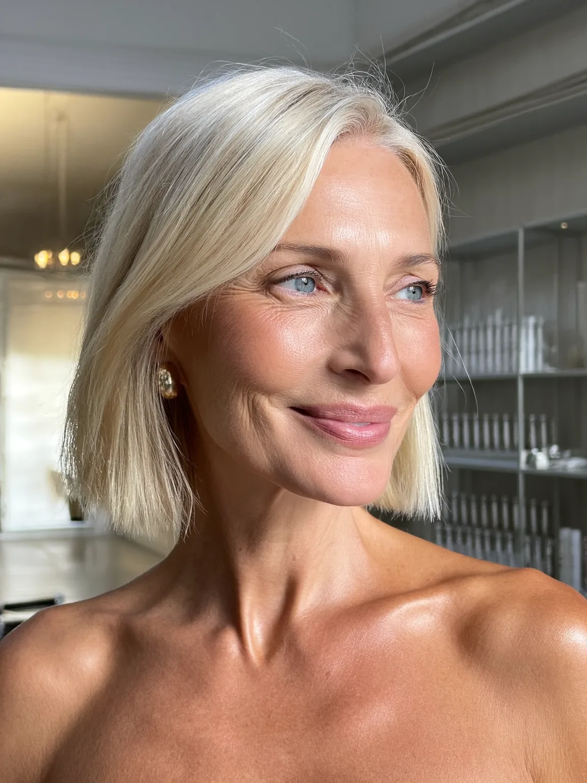 Platinum Blonde Straight Chin-Length Bob