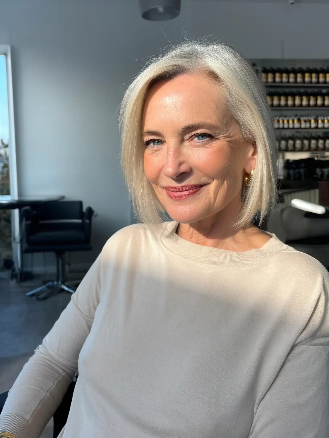 Silver Frost Straight Bob with Side Bangs