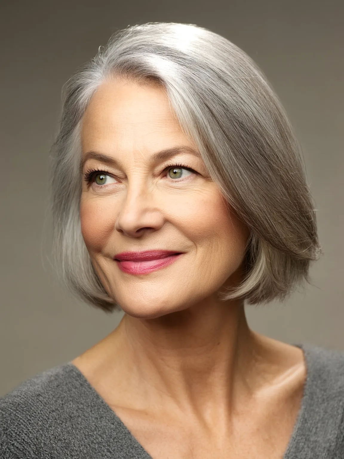 Straight Silver Frost Chin-Length Bob