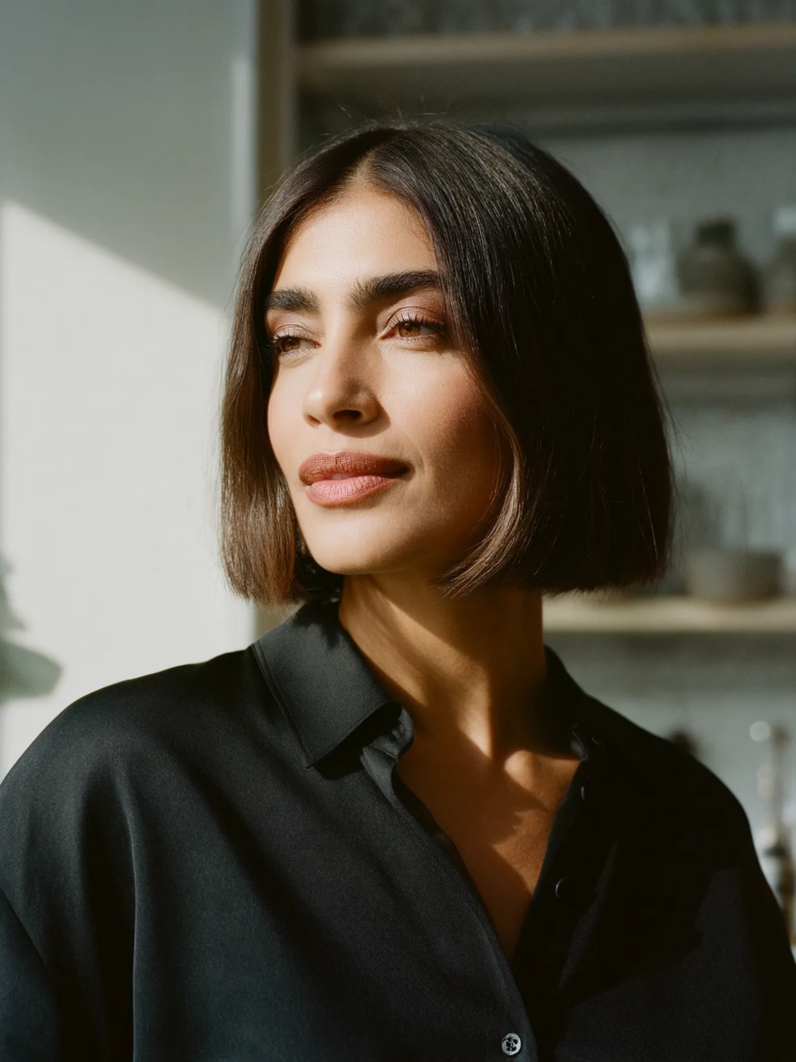 Natural Highlighted Rich Brunette Straight Bob
