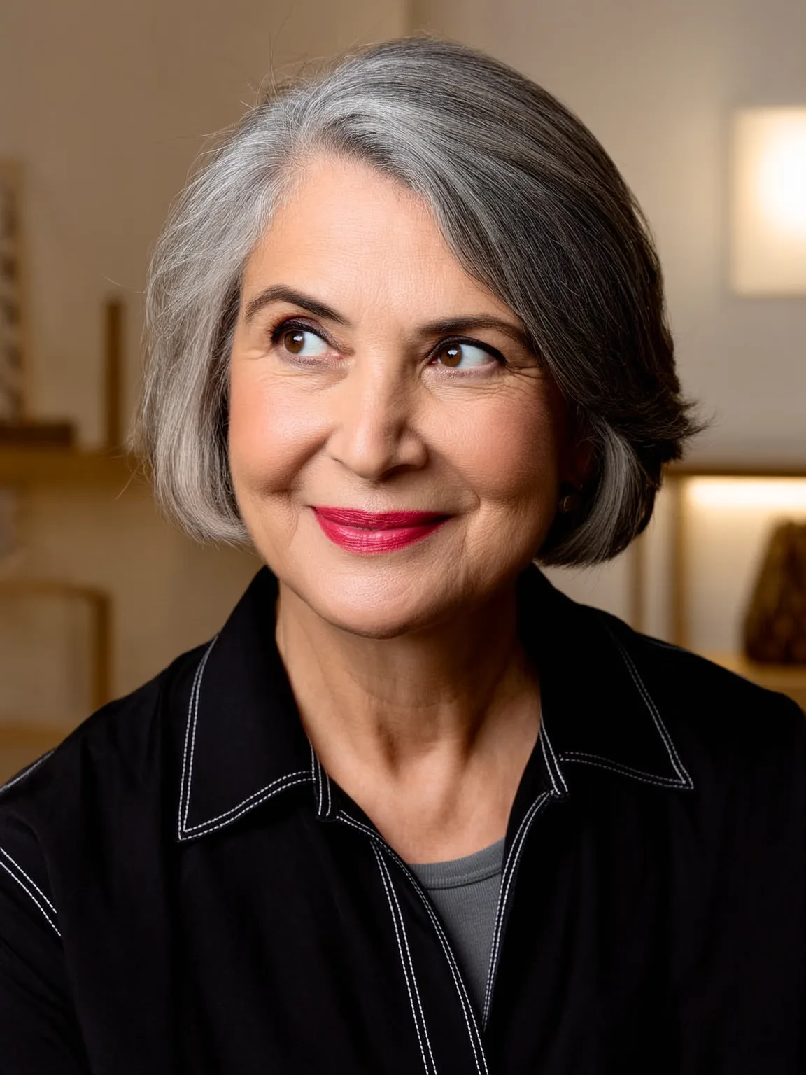 Short Silver Frost Bob with Side-Swept Bangs for Oval Faces