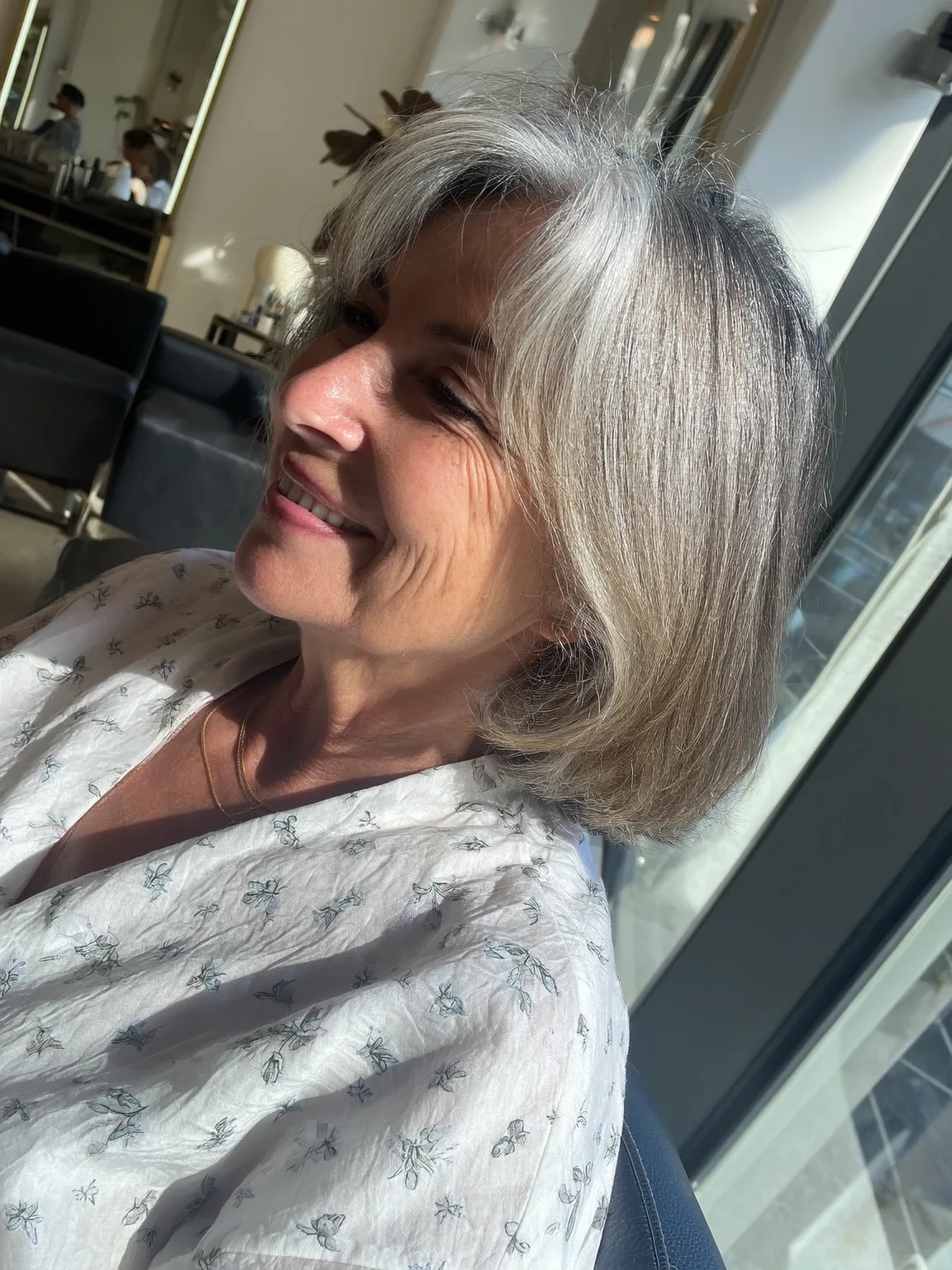 Chin-Length Silver Frost Straight Bob with Side Bangs