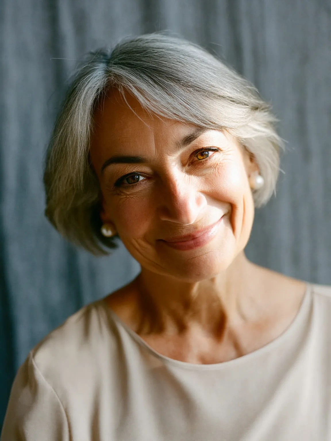 Layered Bob with Silver Frost and Side-Swept Fringe
