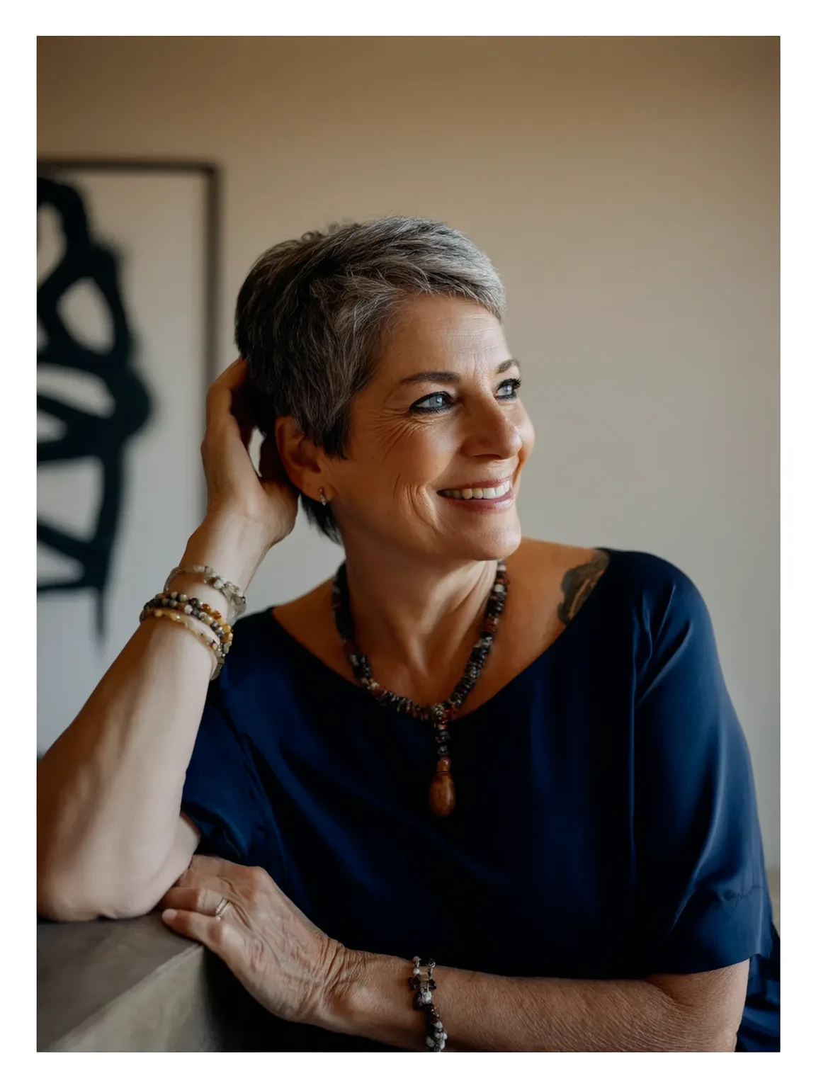 Textured Pixie Cut in Soft Silver Gray