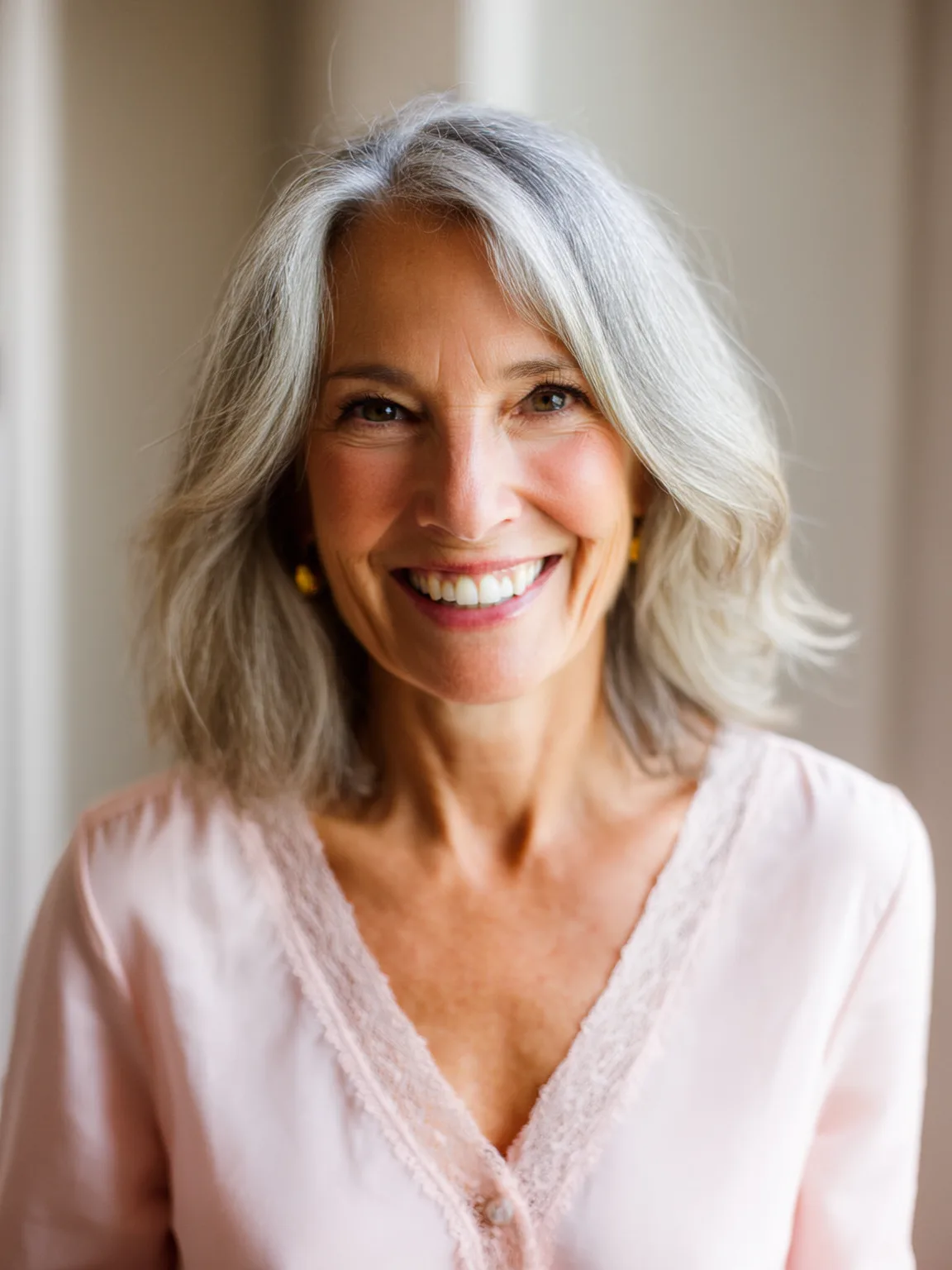 Wavy Silver Frost Bob with Medium Volume