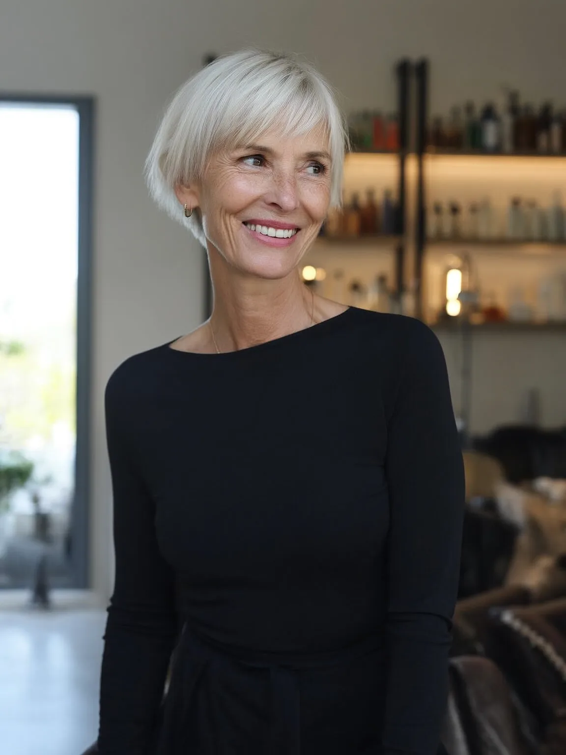 Classic Tapered Pixie in Glossy Platinum Blonde