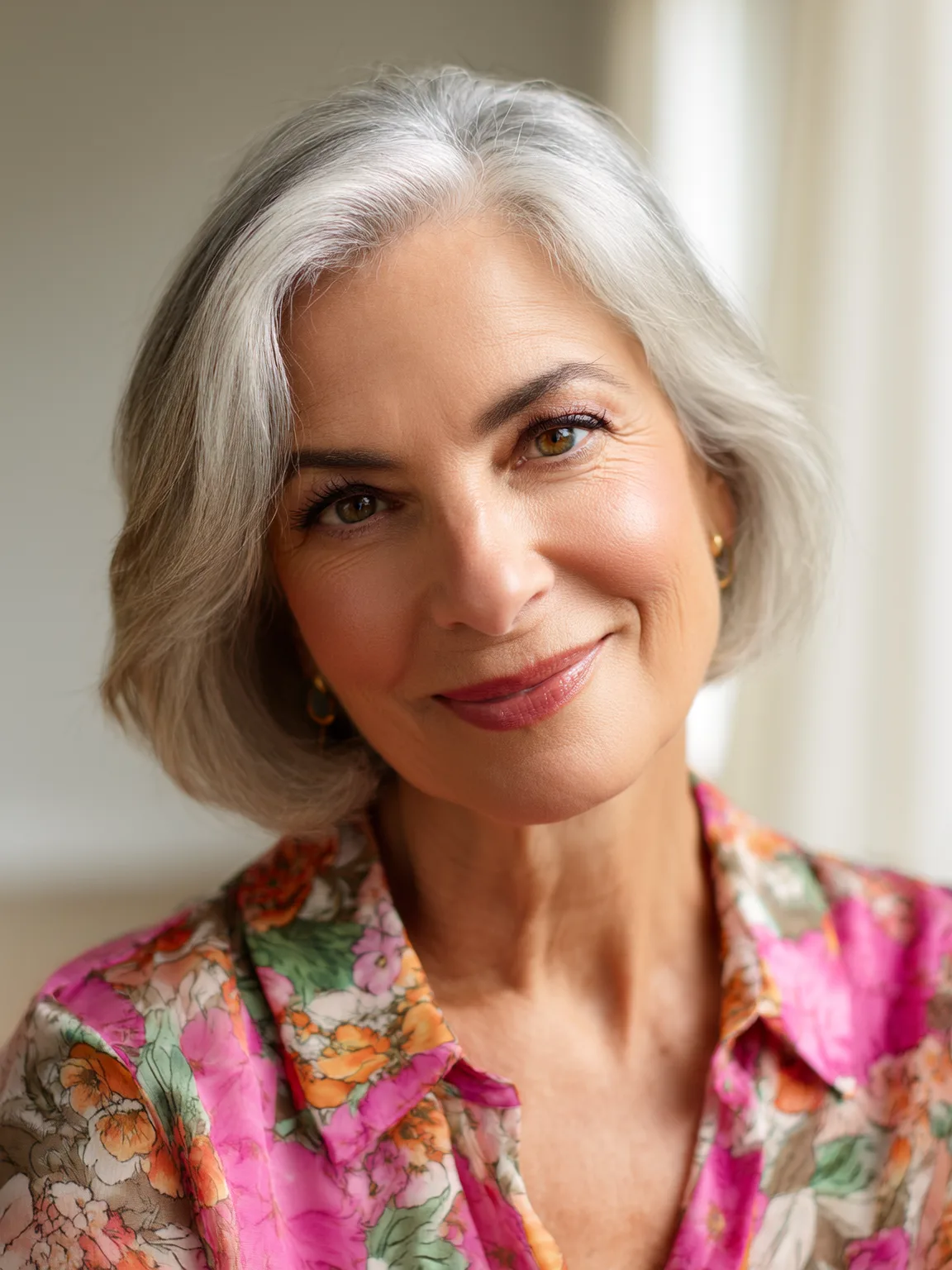 Chin-Length Classic Bob in Silver Frost Hue