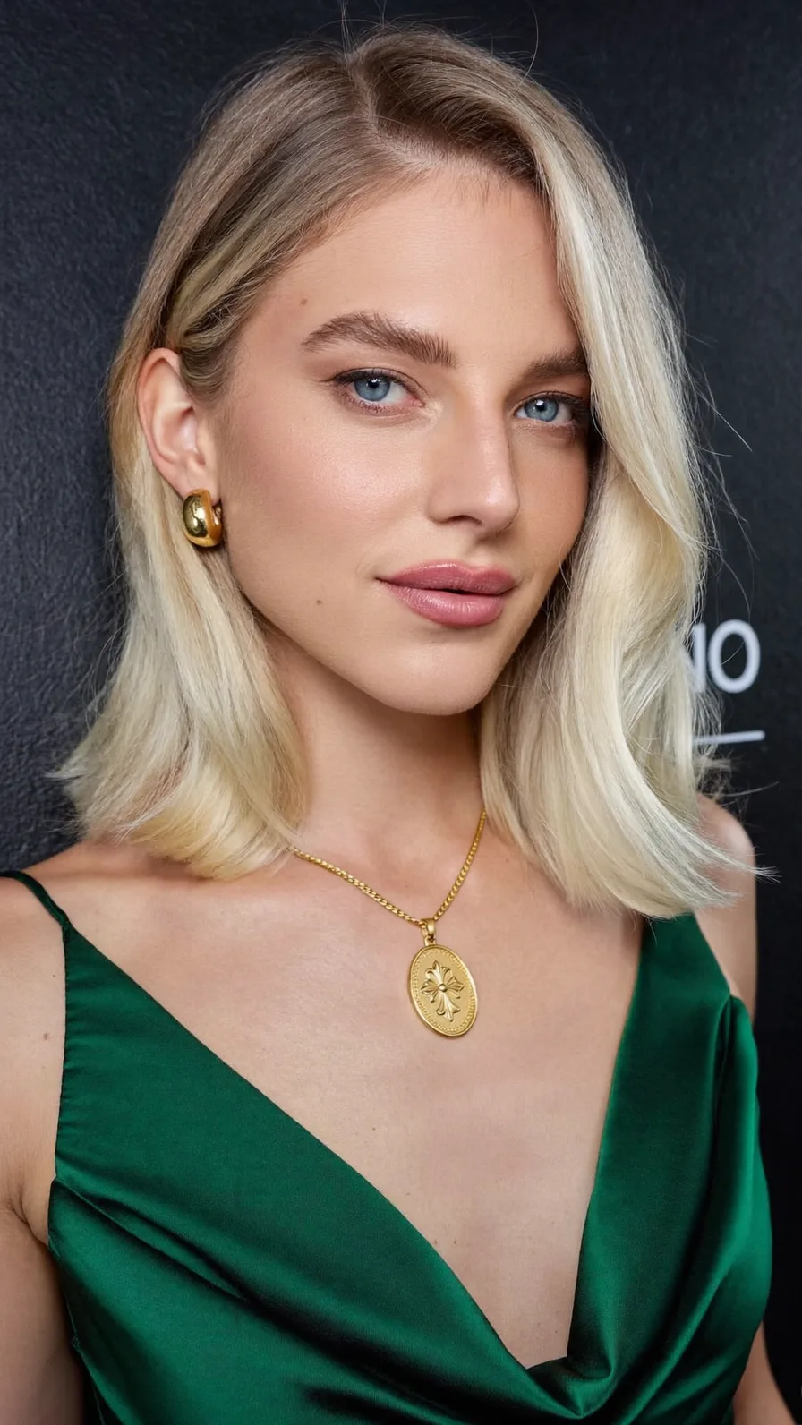 Sleek Shoulder-Length Blunt Bob with Deep Side Part