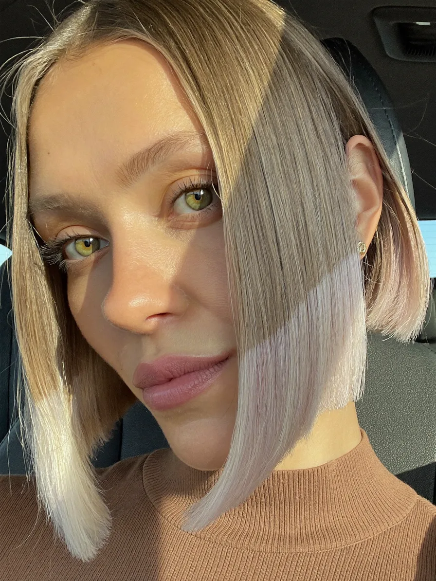 Sleek Blunt Chin-Length Ash Blonde Bob Hairstyle
