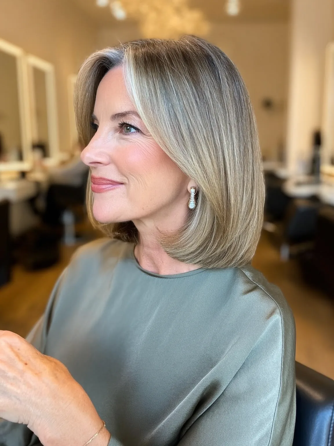 Straight Ash Blonde Bob with Subtle Lowlights for Oval Faces