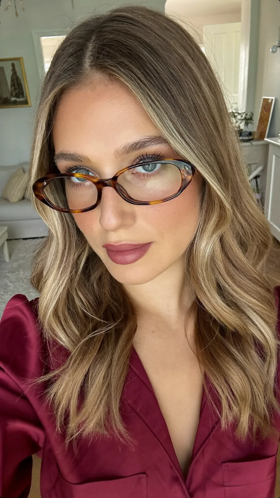 Modern Ash Blonde Long Layers with Center-Parted Waves