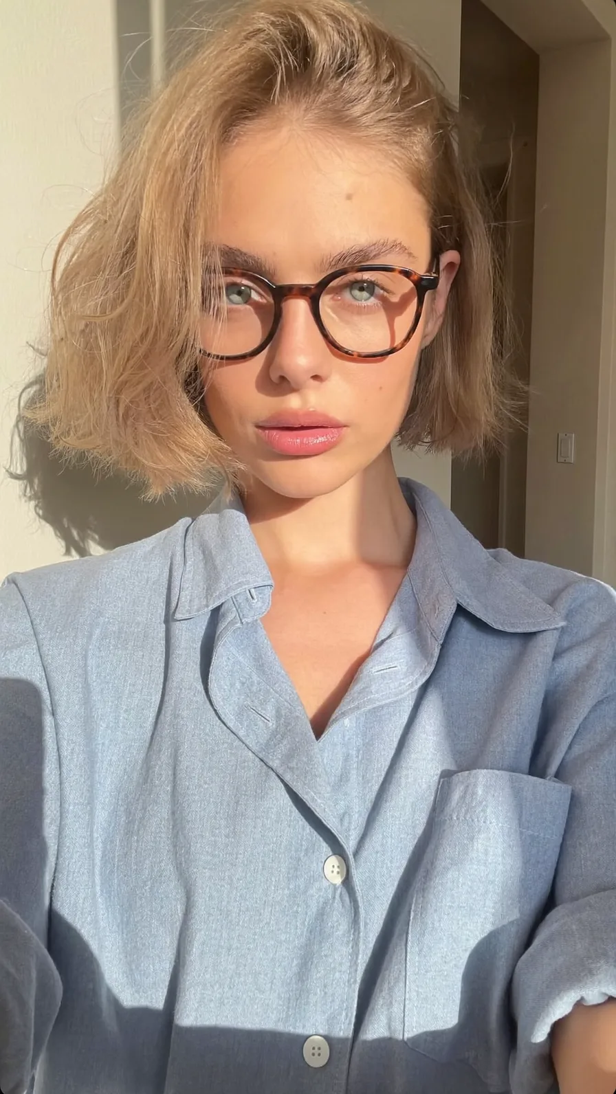 Chic Textured Chin-Length Ash Blonde Bob with Side Parting