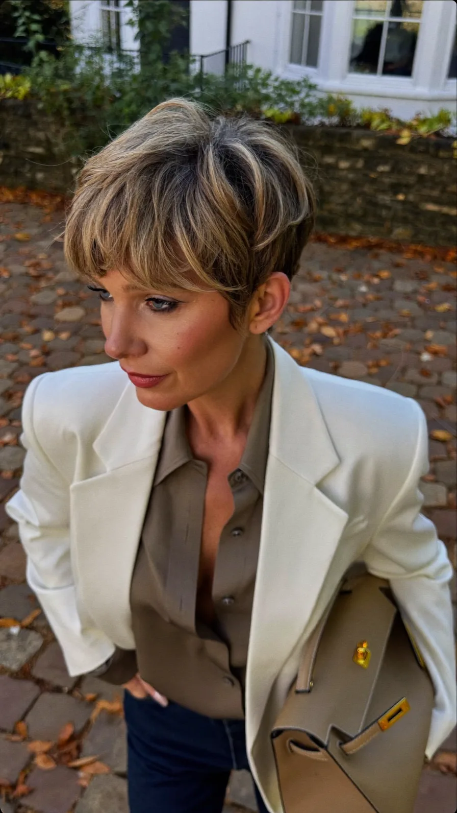 Modern Textured Pixie Cut with Ash Blonde and Dark Lowlights