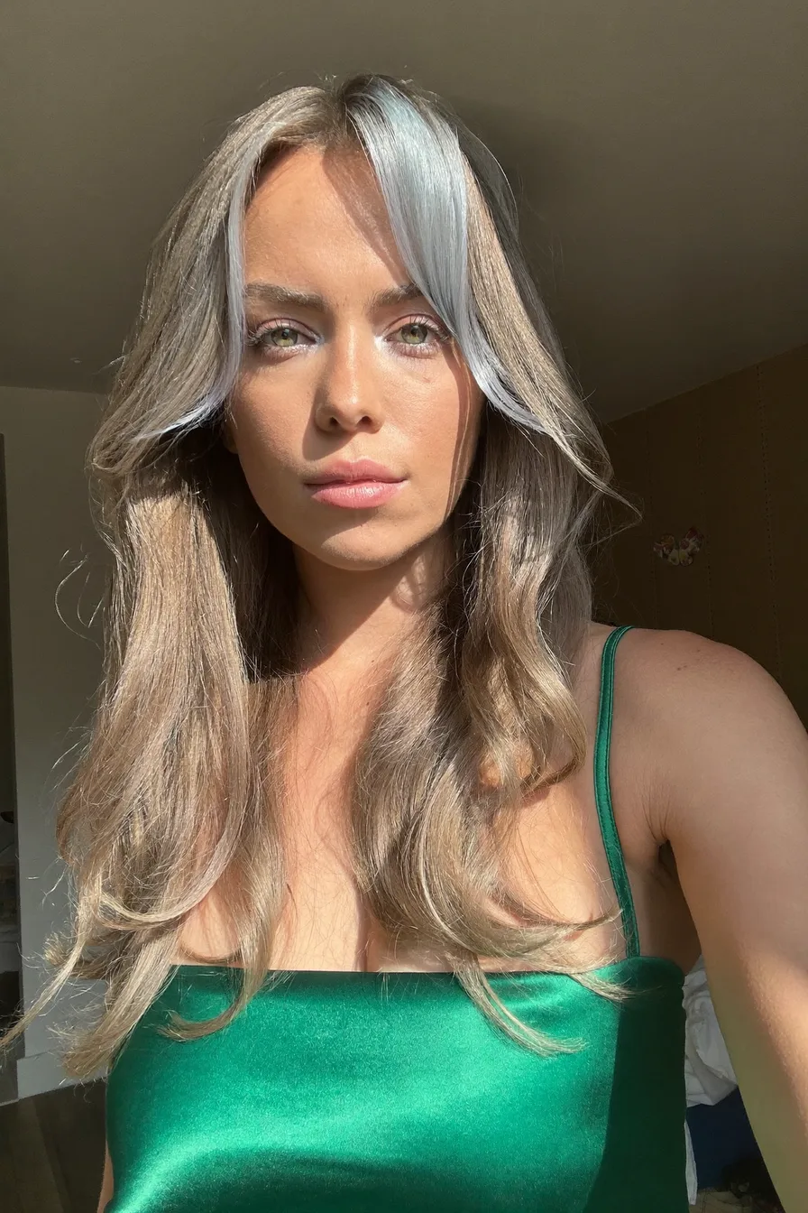 Sleek Long Layers with Face-Framing Ash Blonde Highlights