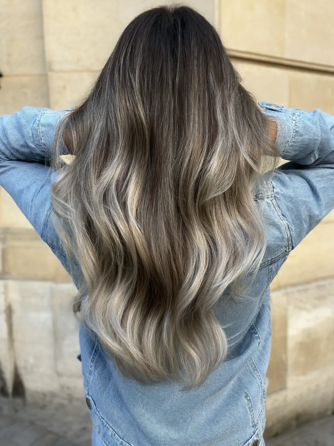 Medium Layers with Voluminous Wavy Ash Blonde Balayage