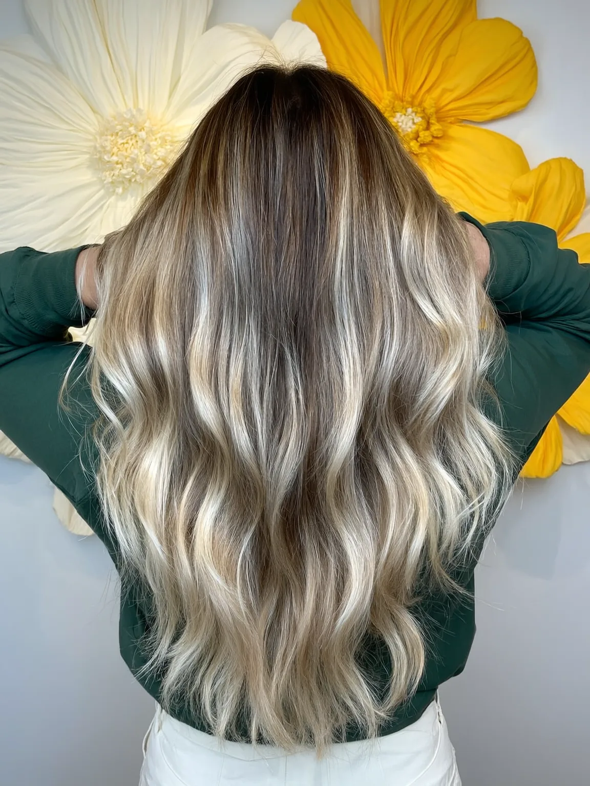Voluminous Long Layers Enhanced by Ash Blonde Balayage