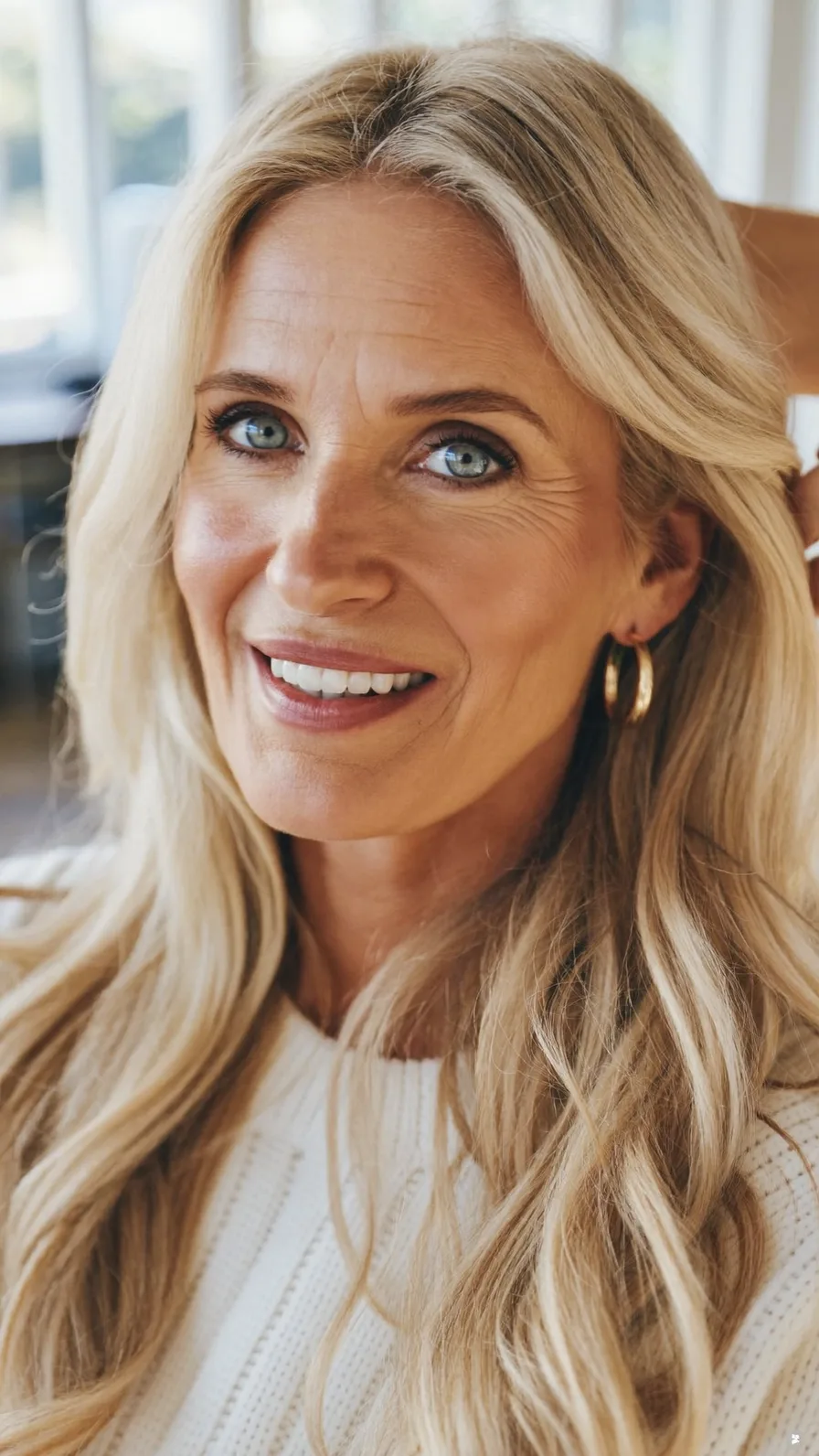 Elegant Long Layered Blonde Waves with Subtle Babylights