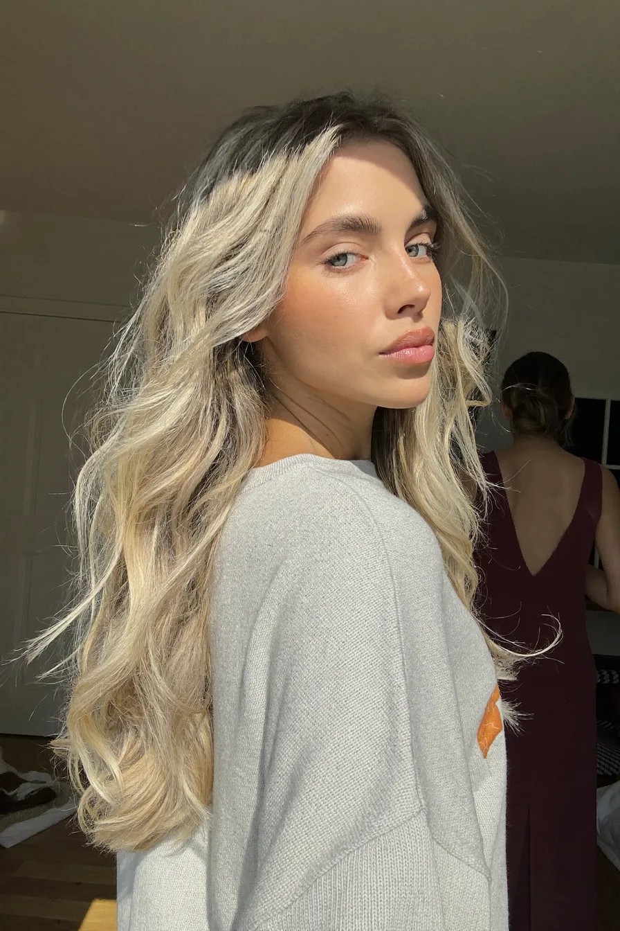 Modern Ash Blonde Wavy Long Layers with Balayage Highlights