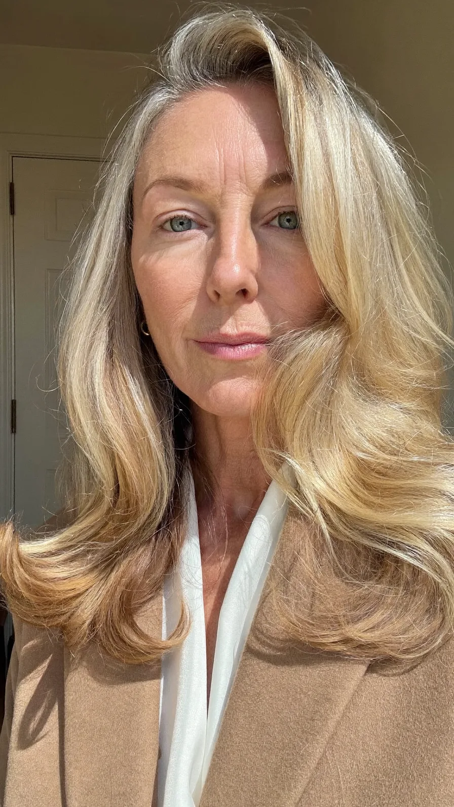 Classic Voluminous Long Layered Hair with Side Swept Bangs