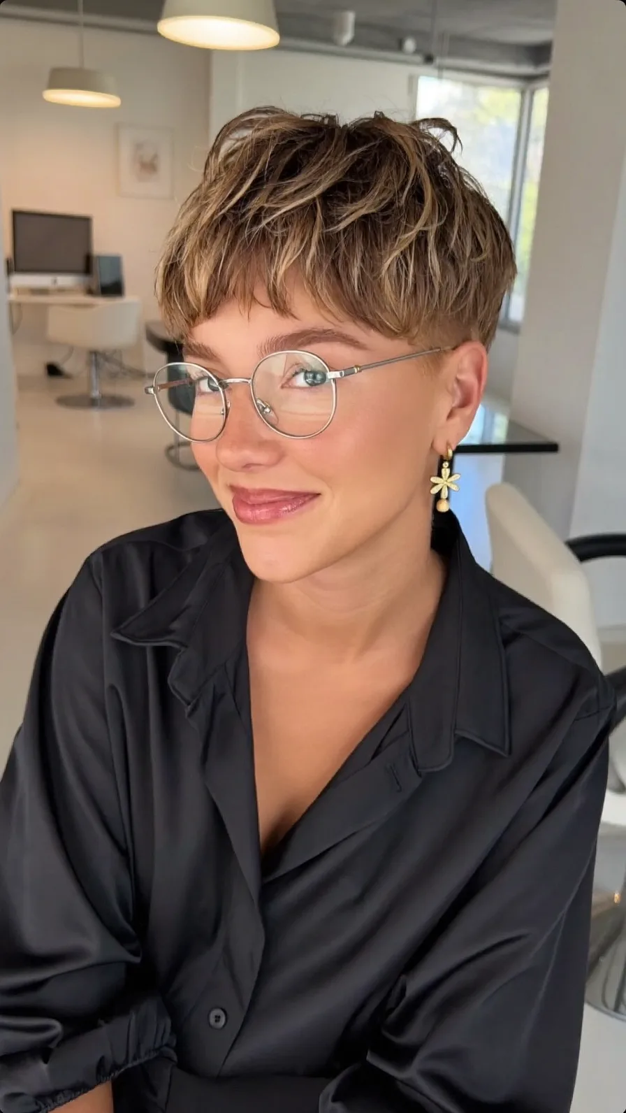 Modern Textured Pixie with Wispy Highlights