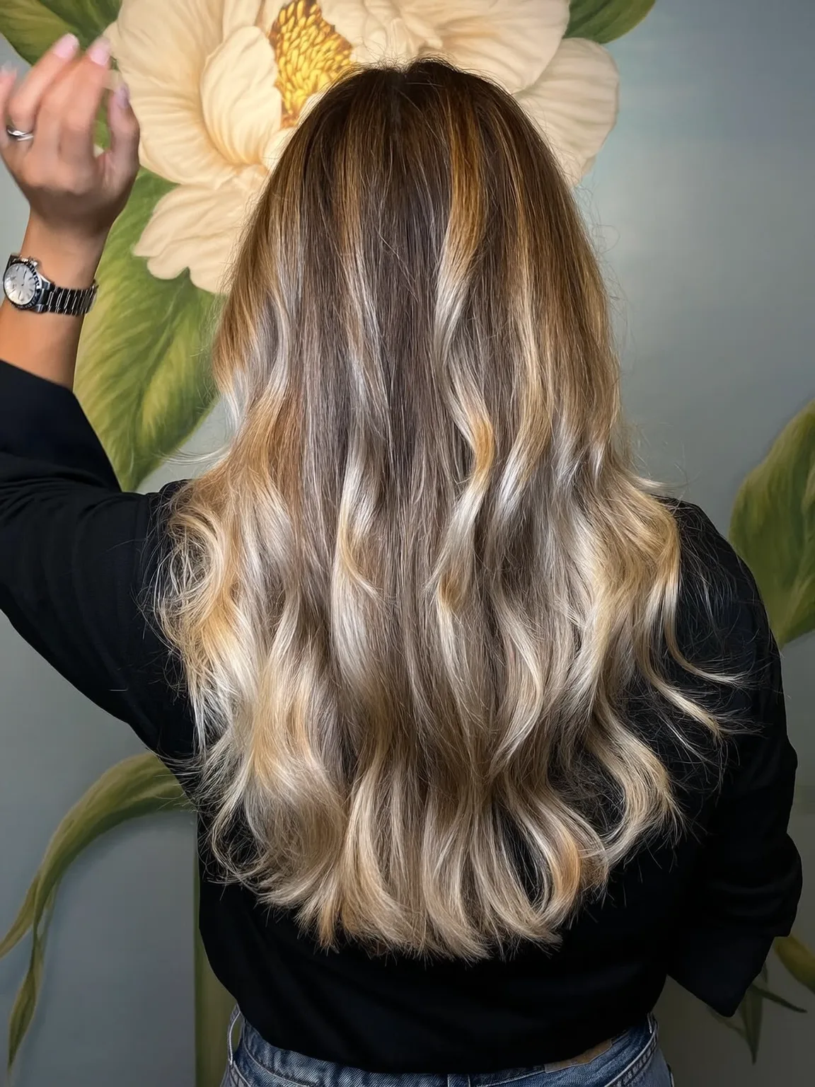 Voluminous Long Layered Ash Blonde Balayage