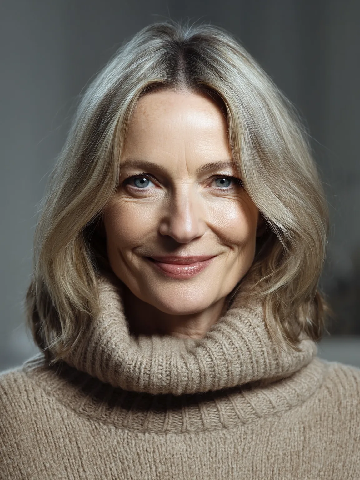 Natural Ash Blonde Wavy Lob Without Bangs