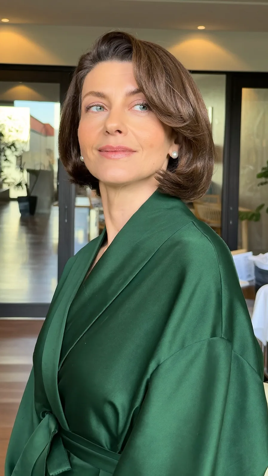 Elegant Chin-Length Classic Bob With Side-Swept Volume