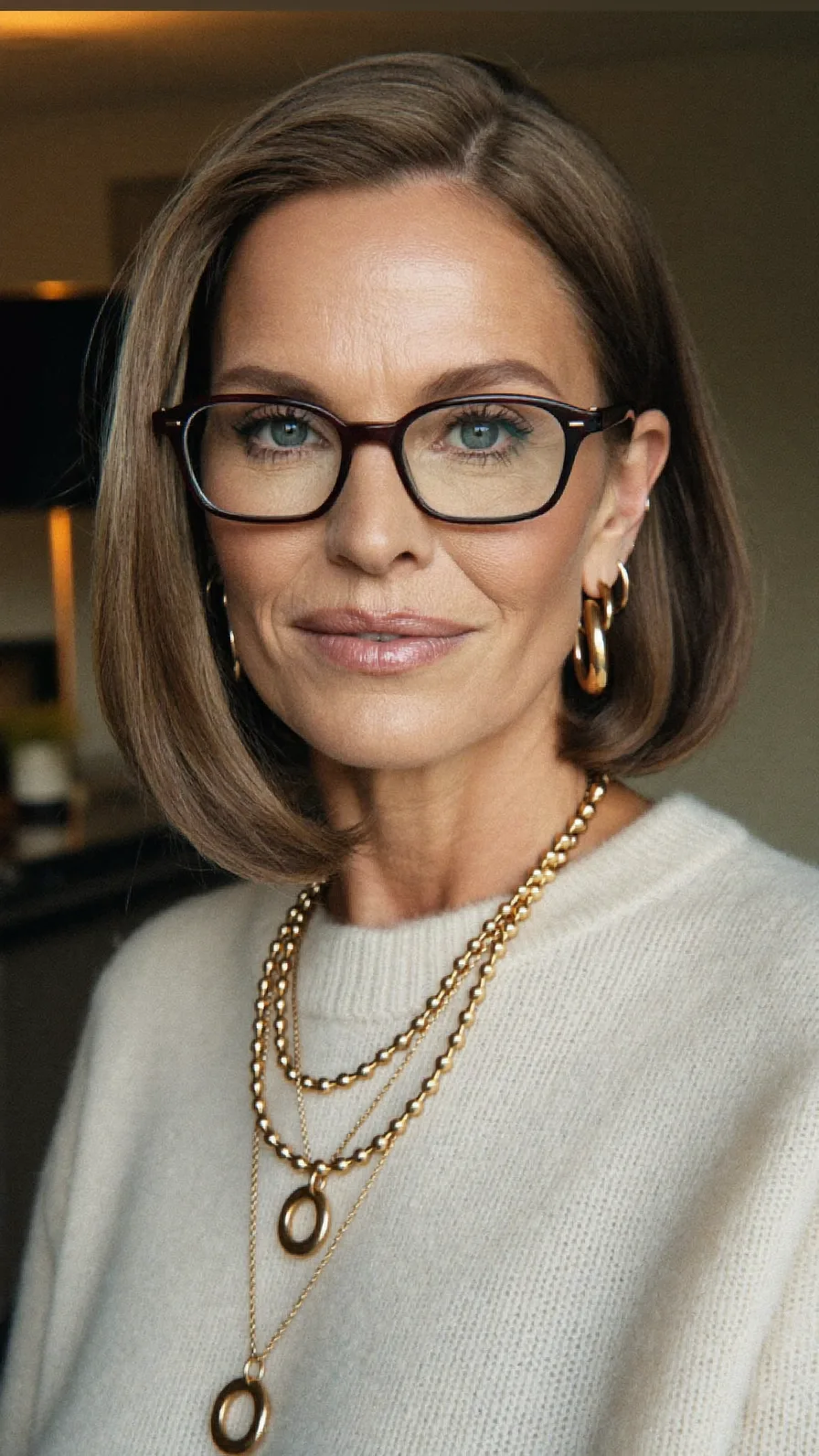 Elegant Chin-Length Classic Bob with Side Parting