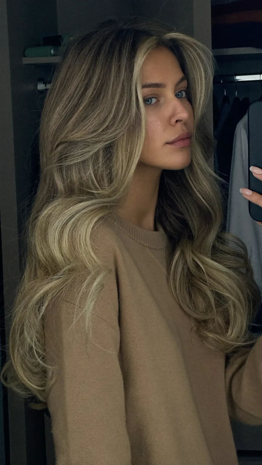Voluminous Long Layers with Balanced Curtain Bangs