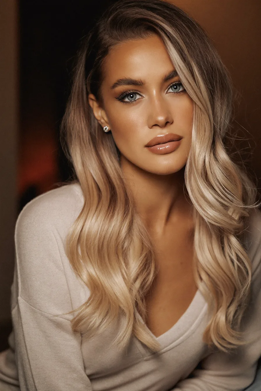 Voluminous Long Layers with Multi-Dimensional Blonde Balayage