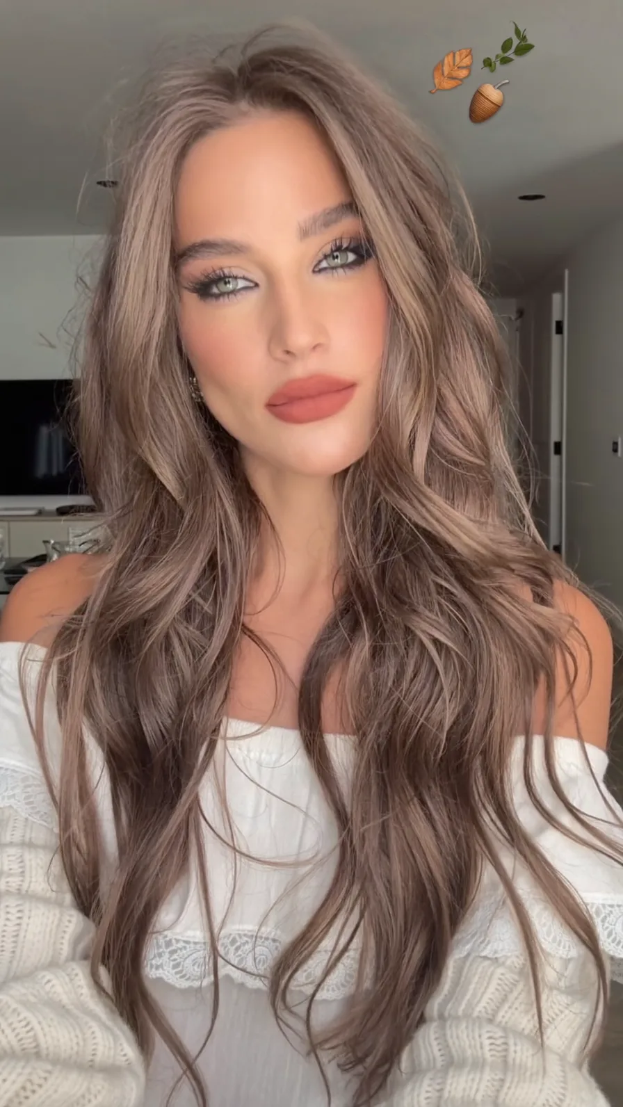 Long Layered Wavy Hair with Soft Ash Brown Balayage Highlights