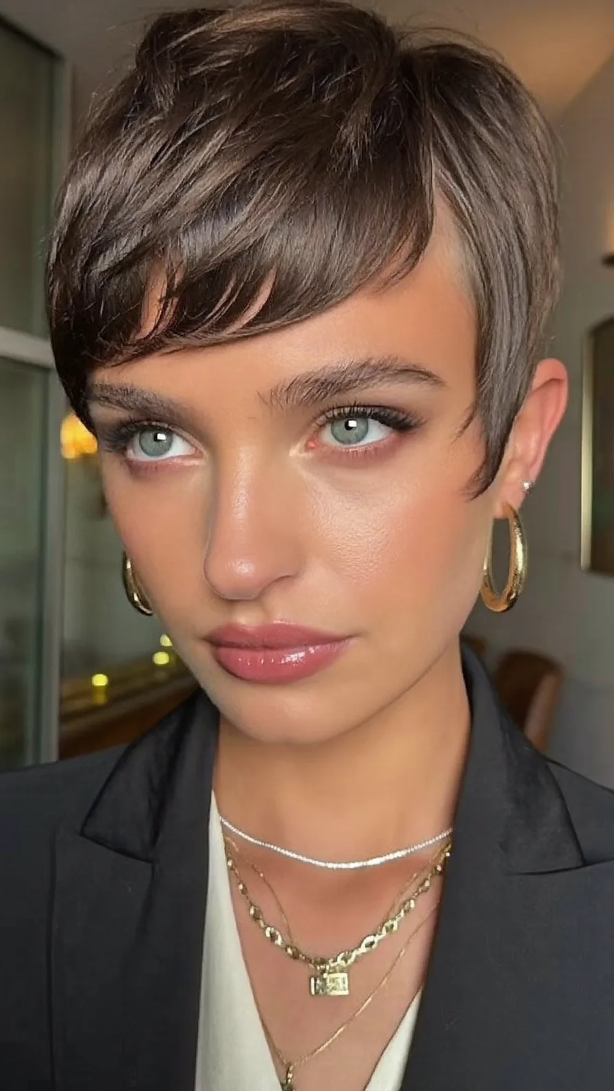 Textured Side-Swept Pixie Cut With Choppy Layers