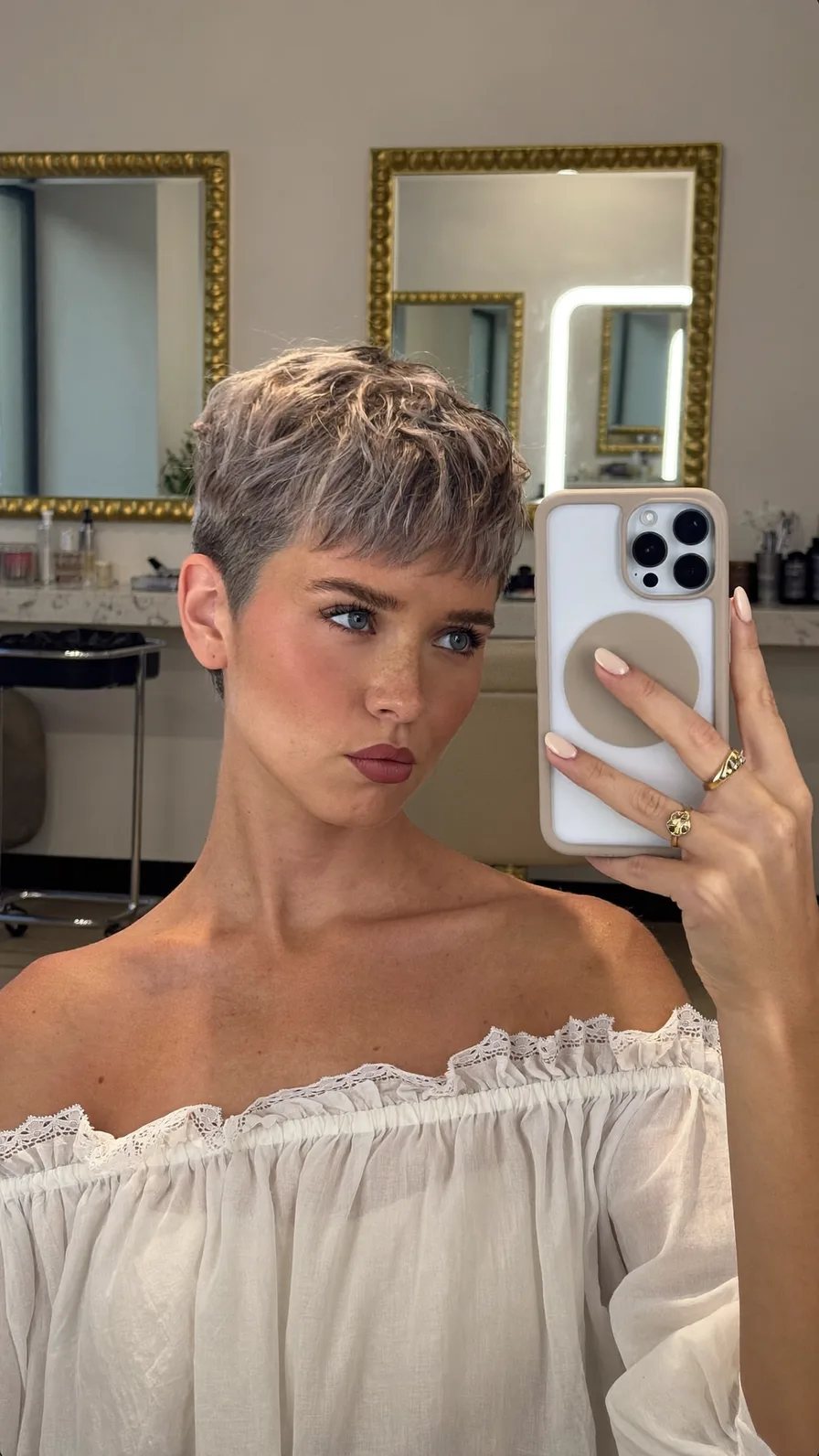 Trendy Textured Short Pixie Cut with Cool Ash Gray Tones