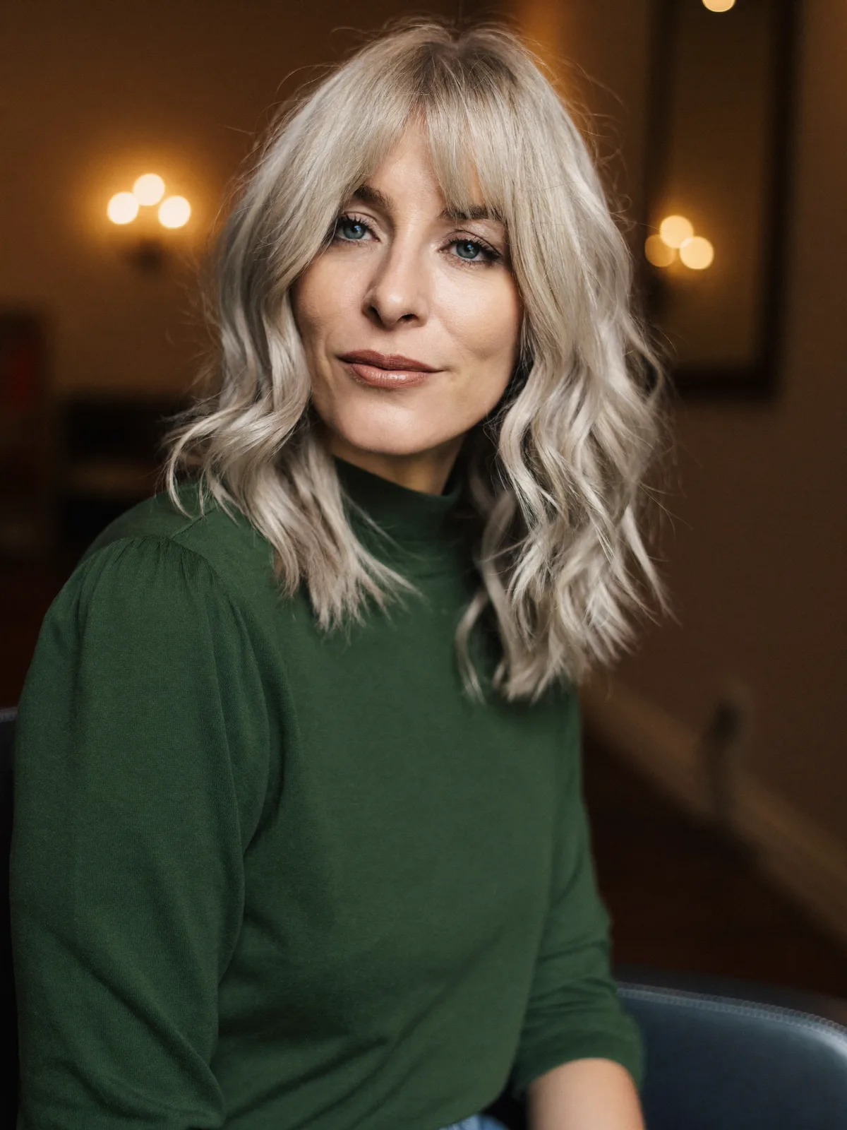 Modern Ash Silver Waves with Effortless Curtain Bangs for Volume