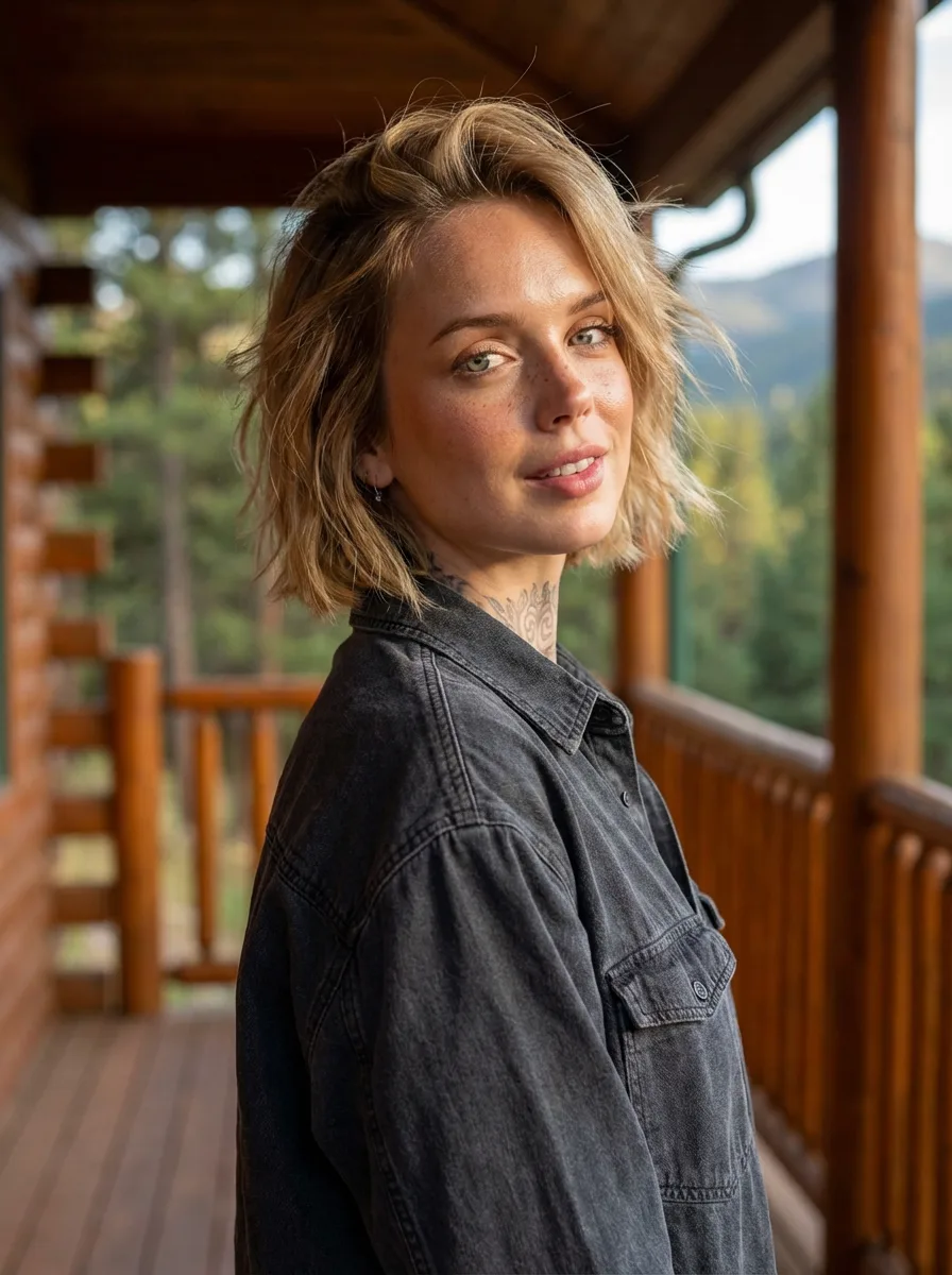 Golden Blonde Wavy Bob for Round Faces