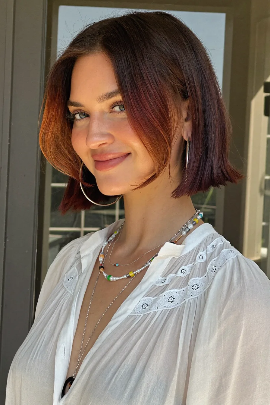 Chic Blunt Chin-Length Bob with Long Face-Framing Bangs