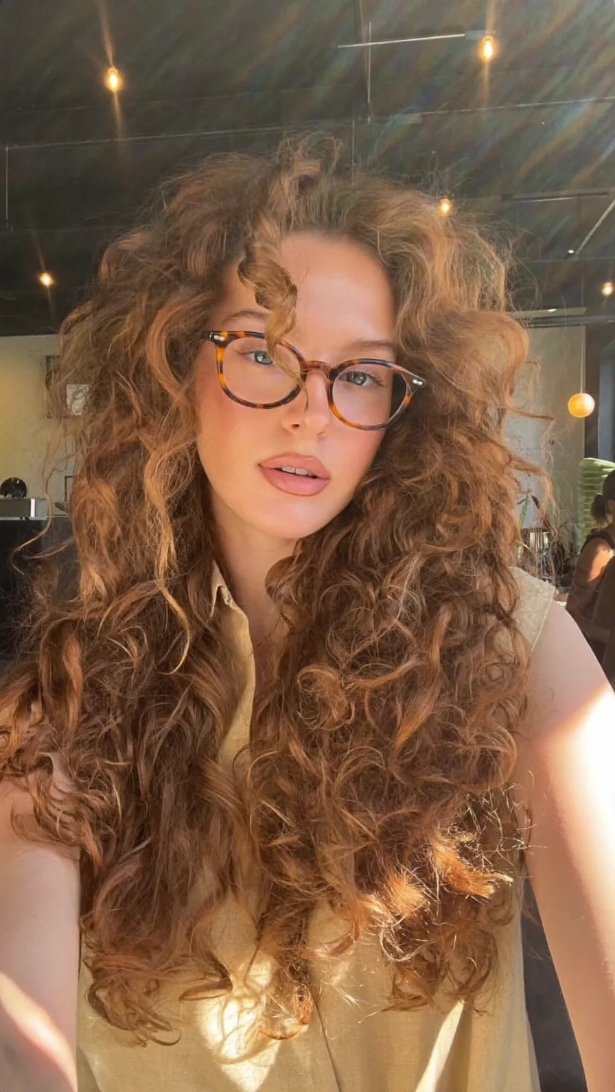 Voluminous Long Curly Layers with Natural Warm Auburn Shine