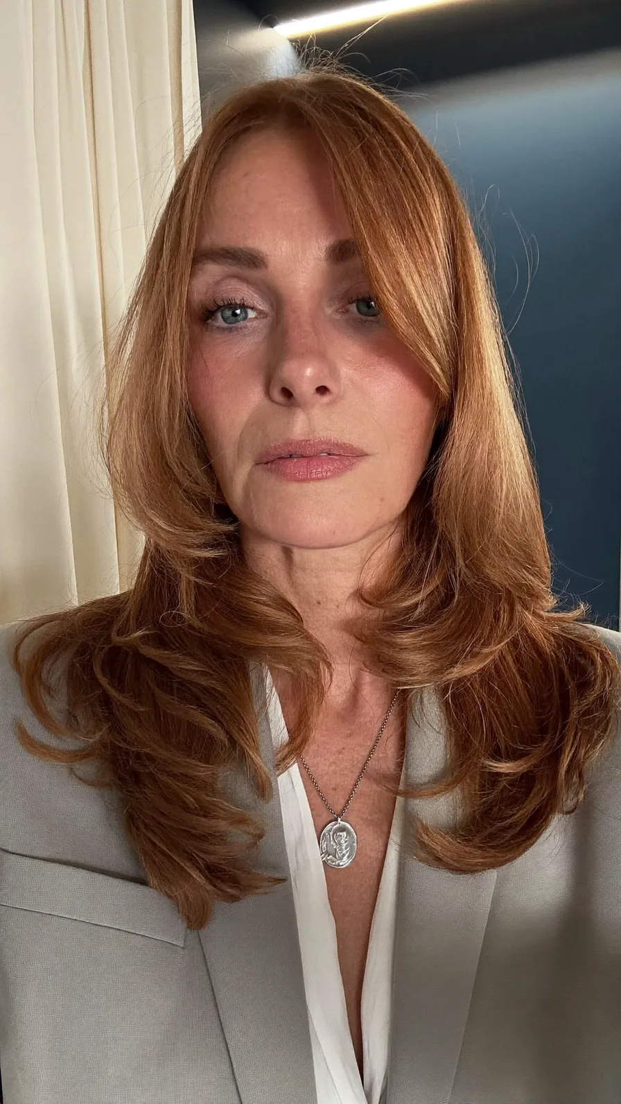 Classic Long Layered Blowout with Soft Side-Swept Bangs
