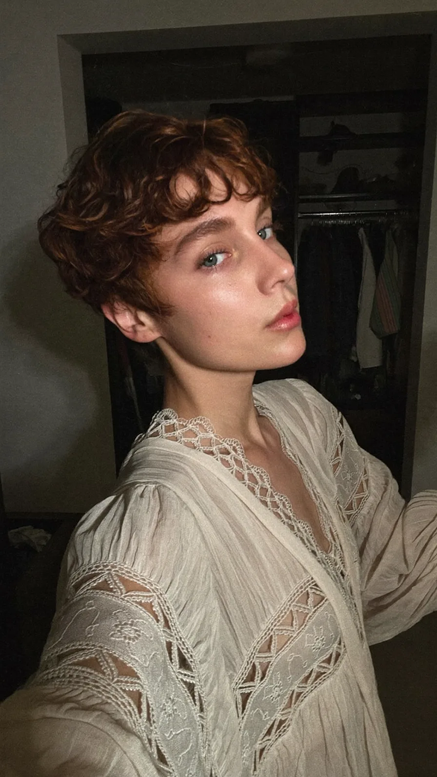 Textured Curly Pixie Cut with Soft Curtain Bangs