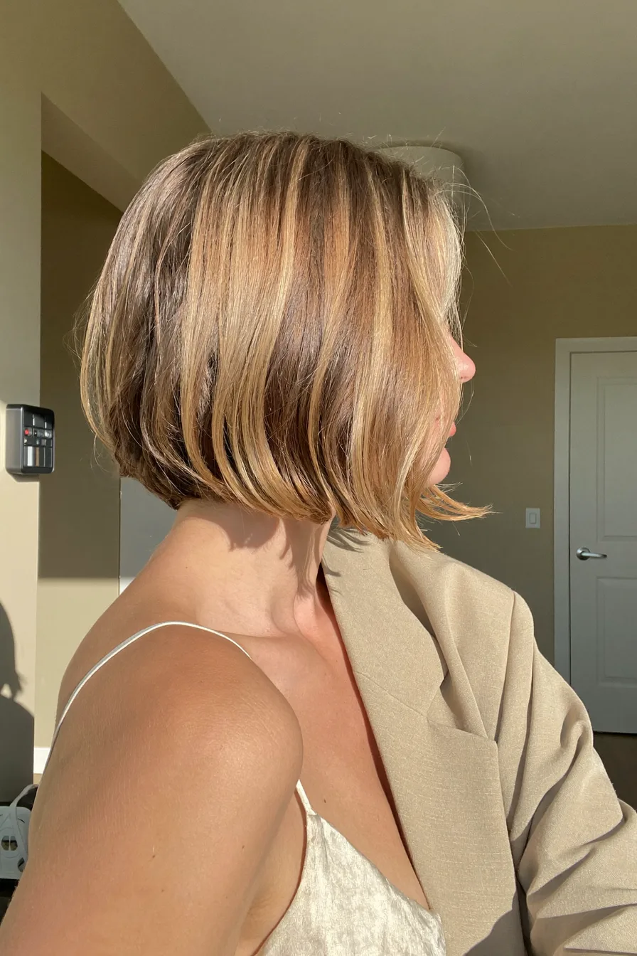 Sun-Kissed Textured Bob Perfect for Back-to-School Freshness