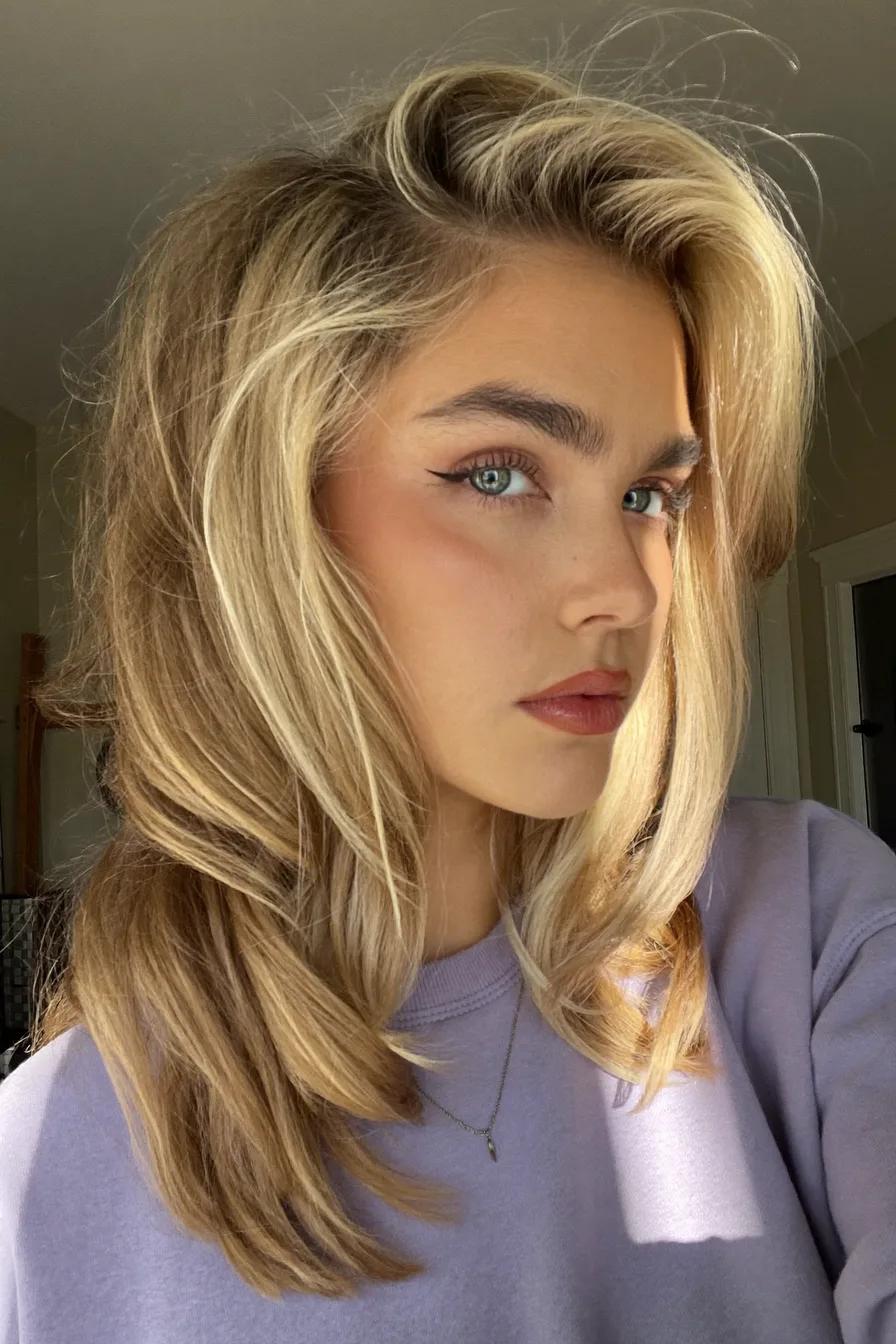 Soft Layered Balayage Blonde Bob with Face-Framing Highlights