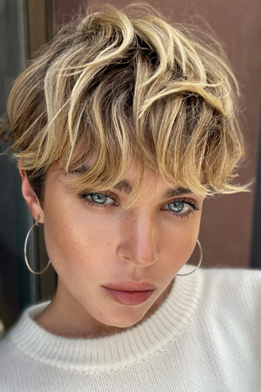 Modern Tousled Balayage Blonde Bob with Natural Texture