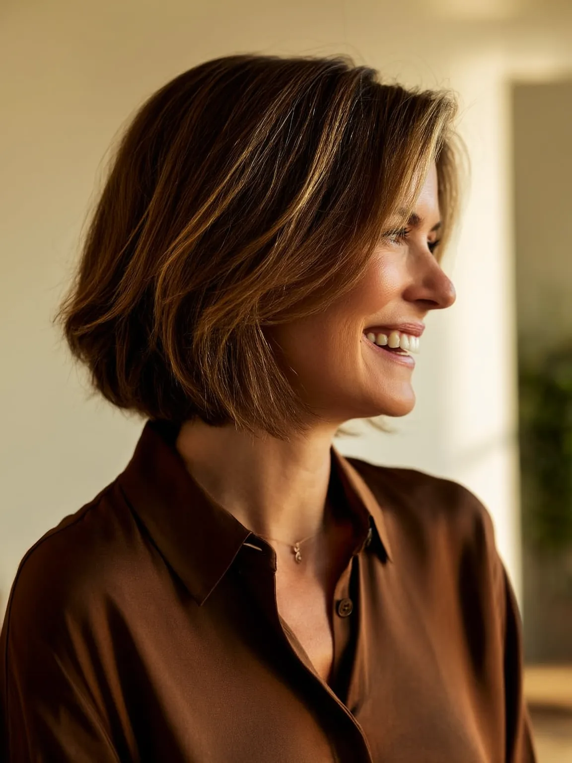 Chin-Length Bob with Caramel Balayage Waves