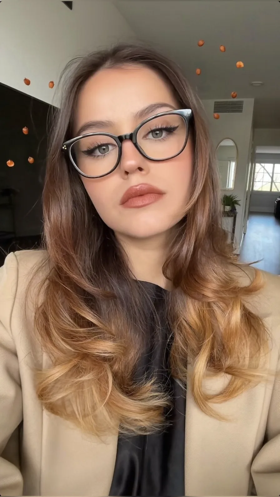 Flowing Long Layers with Warm Caramel Blonde Balayage Highlights