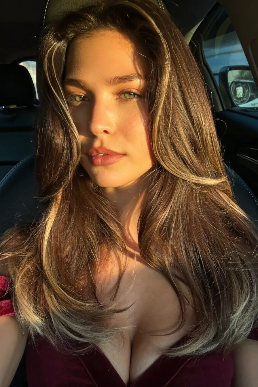Sun-Kissed Balayage Brunette with Face-Framing Highlights