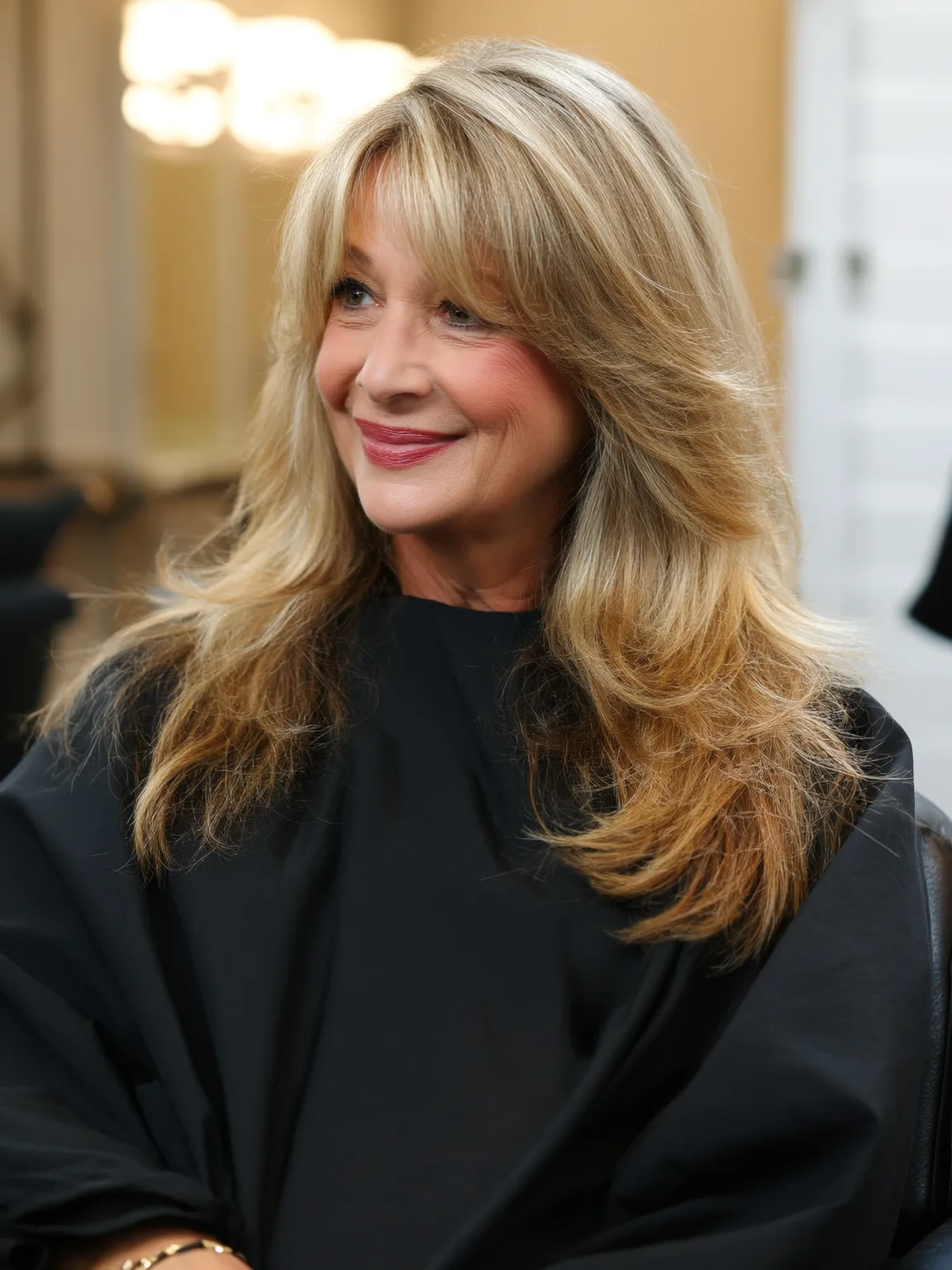 Long Layered Waves with Honey Blonde Balayage