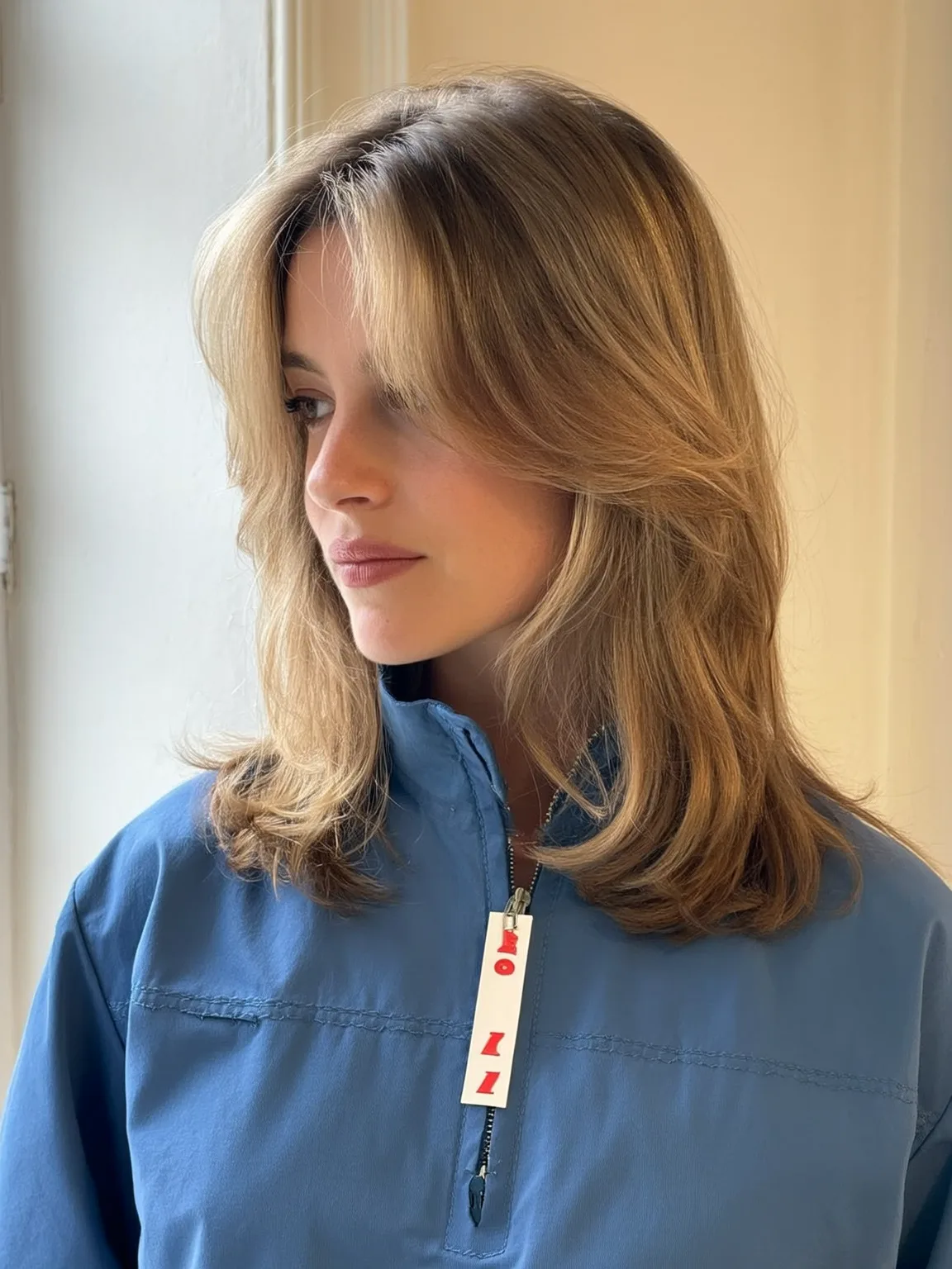 Medium Layered Cut with Honey Blonde Balayage