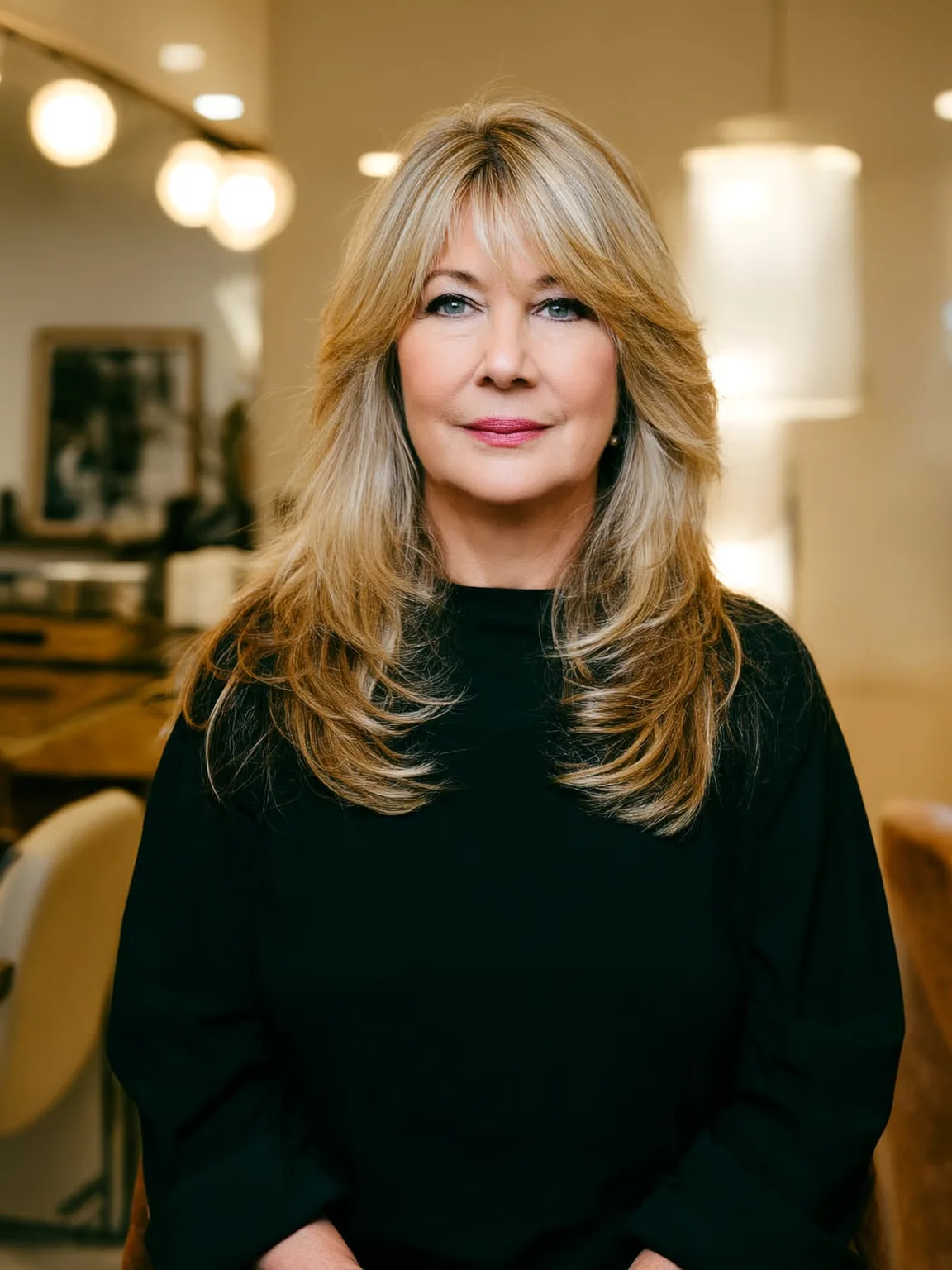 Long Layered Waves with Honey Blonde Balayage